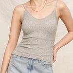 Scalloped Lace Trim Crop Cami - Grey