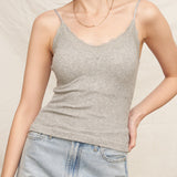 Scalloped Lace Trim Crop Cami - Grey