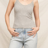 Scalloped Lace Trim Crop Cami - Grey