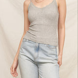 Scalloped Lace Trim Crop Cami - Grey