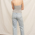 Scalloped Lace Trim Crop Cami - Grey