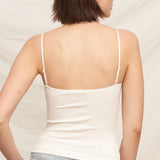 Scalloped Lace Trim Crop Cami - White