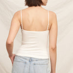 Scalloped Lace Trim Crop Cami - White