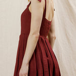 Lovey Dovey Pleated Romper in Wine - side