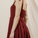 Lovey Dovey Pleated Romper in Wine - side