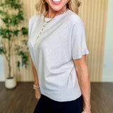 Hattie Diamond Pointelle Short-Sleeve Sweater
