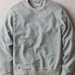 Marine Layer Cloud 9 Terry Relaxed Crewneck in Heather Grey Stripe, front view