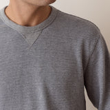 Marine Layer Cloud 9 Terry Relaxed Crewneck in Heather Grey Stripe, back view