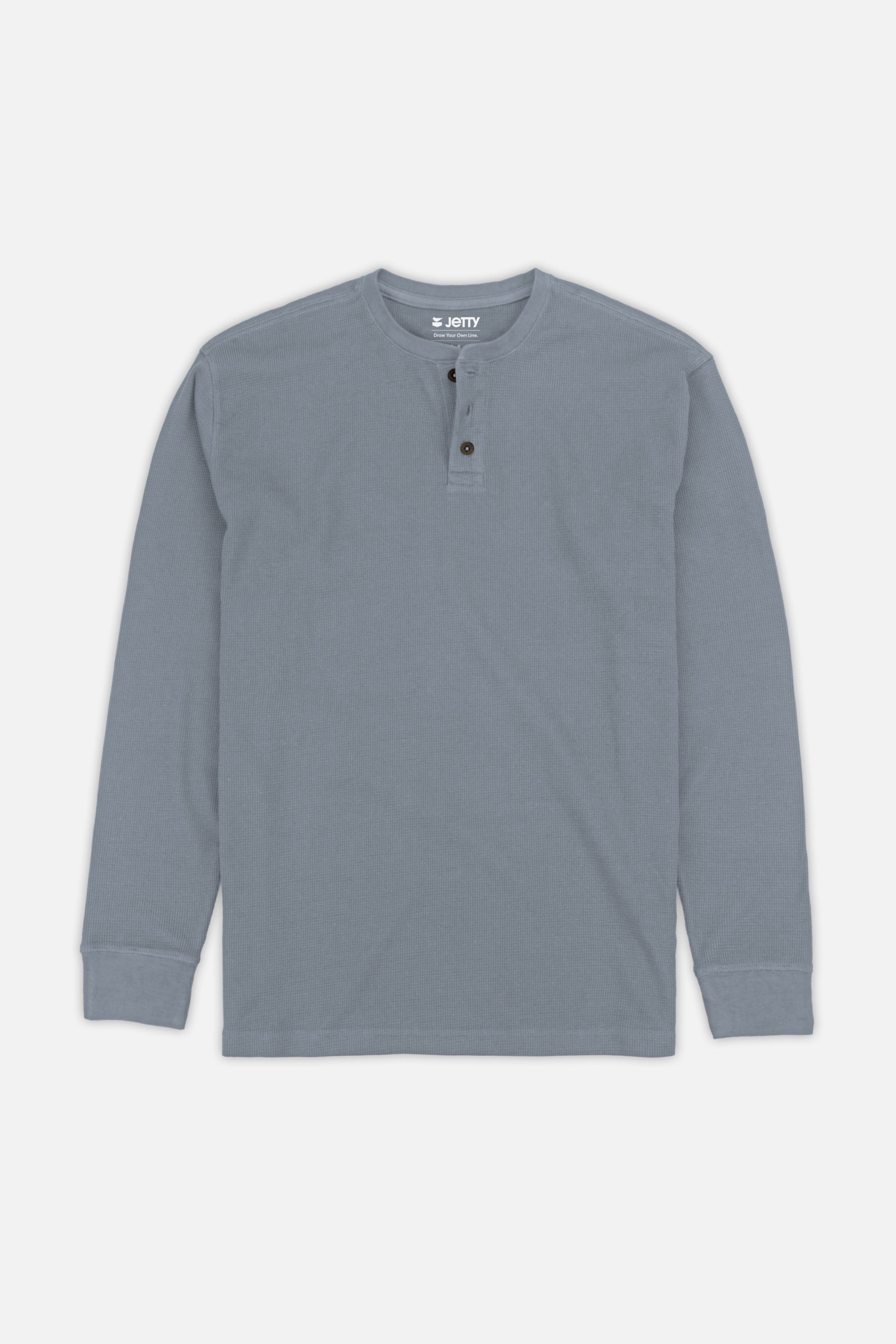 Jetty Seabed Waffle Henley in Light Blue