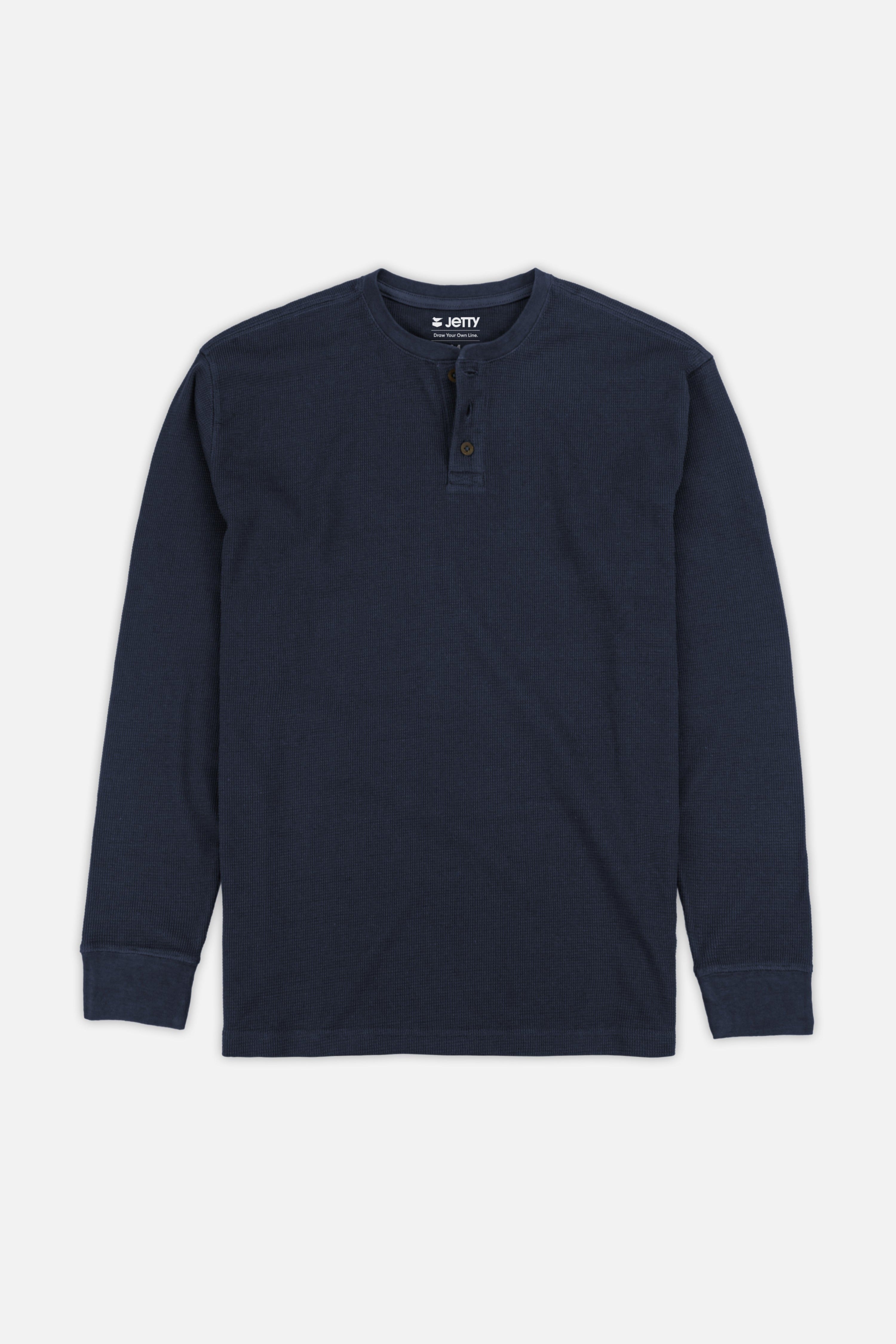 Jetty Seabed Waffle Henley in Navy