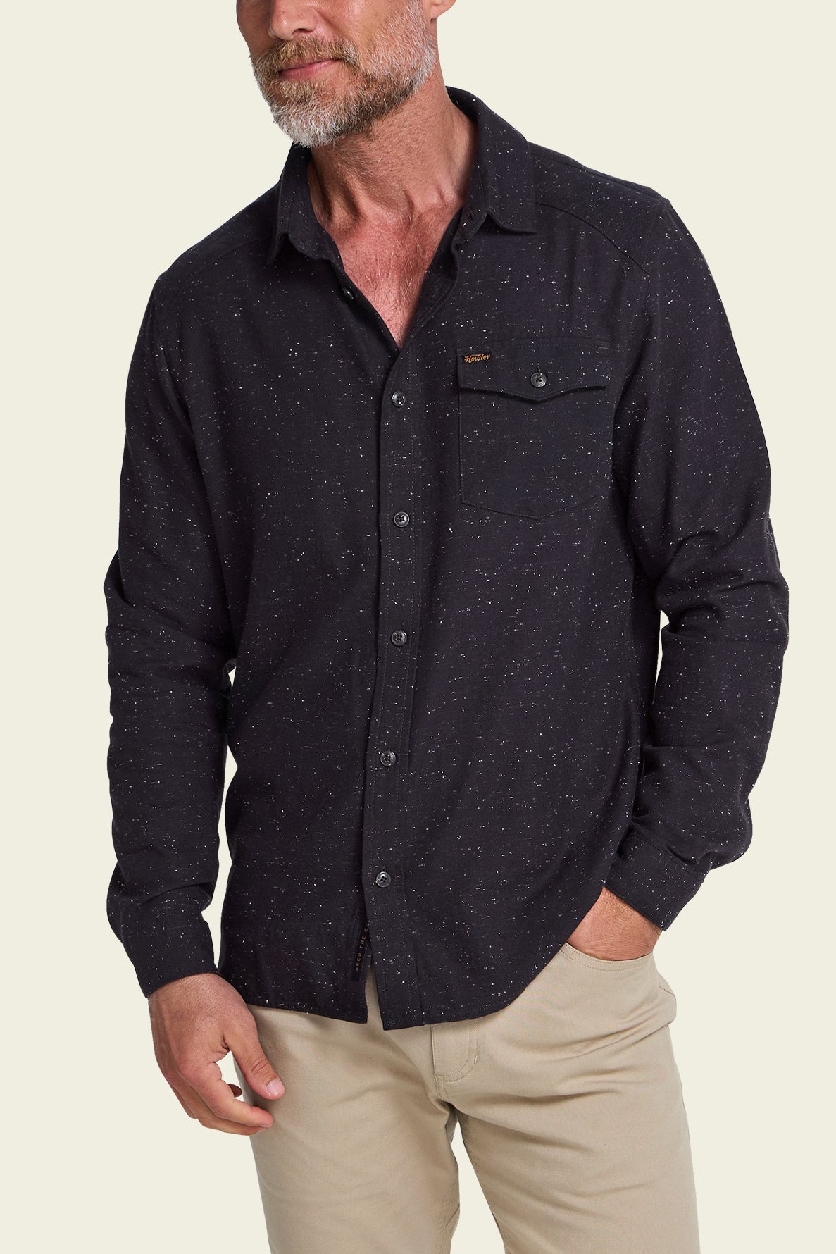 La Grange Lightweight Flannel Antique Black on model front