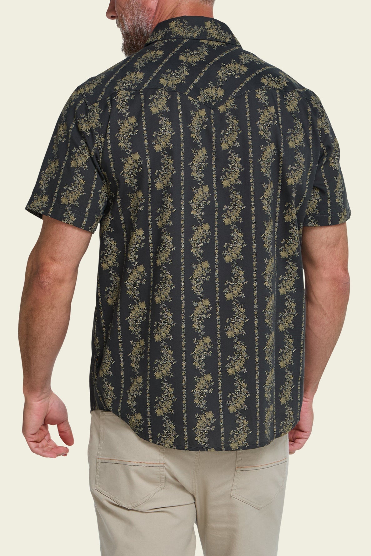Howler Bros H Bar B Snapshirt Grampa's Curtains on model, back