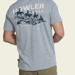 Howler Bros Posse's Return Pocket T-Shirt Grey Heather on model, back