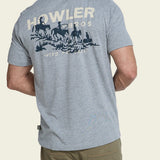 Howler Bros Posse's Return Pocket T-Shirt Grey Heather on model, back