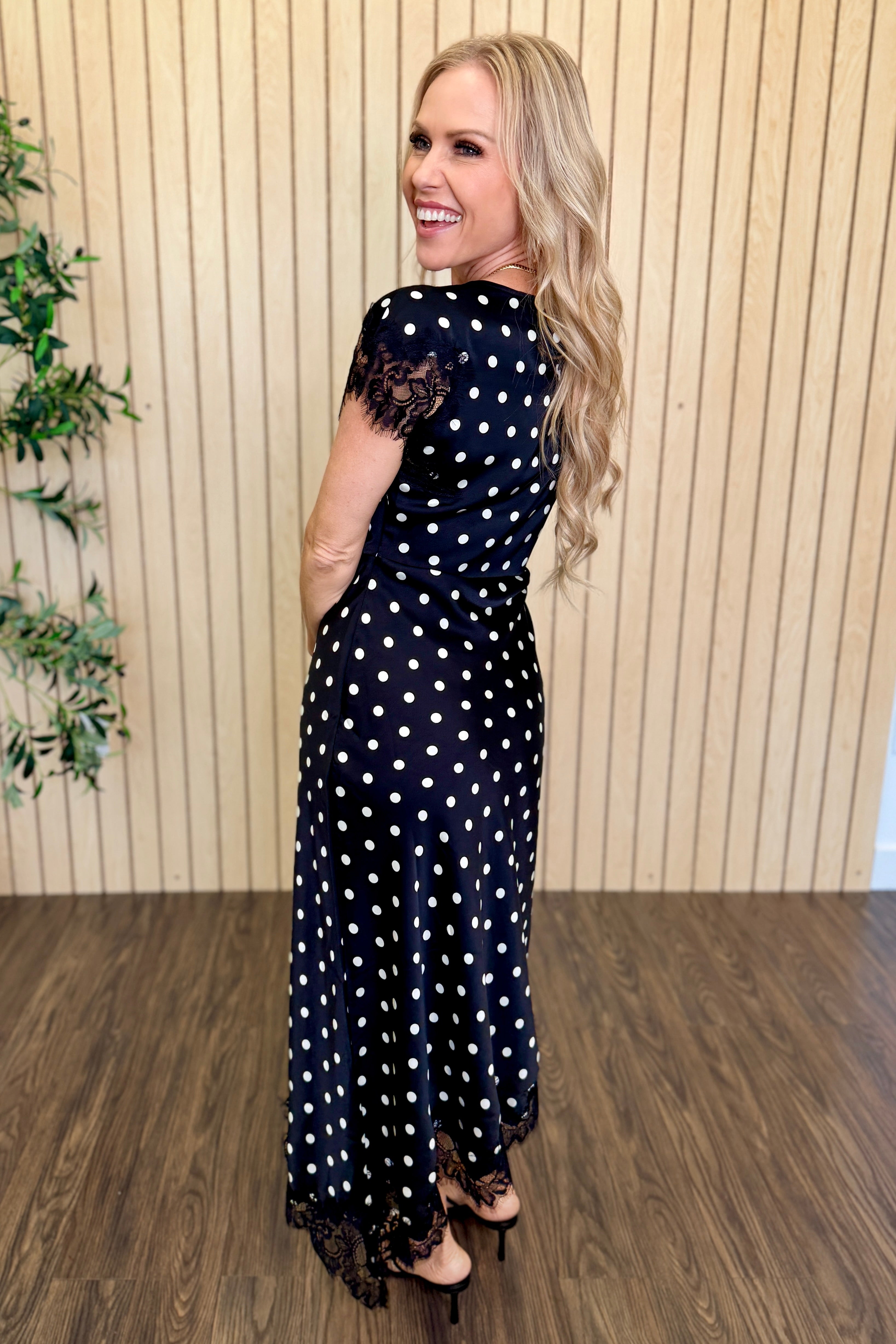 Briar Polka Dot Lace Midi Dress