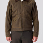 Waxed Ranch Jacket in Brown Olive, on model