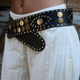 Z&L Europe Vega Coin Belt in black leather with antique coins and studs