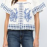 Alexa Embroidered Cutout Top