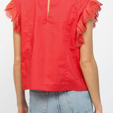 Kaya Embroidered Flutter Sleeve Top