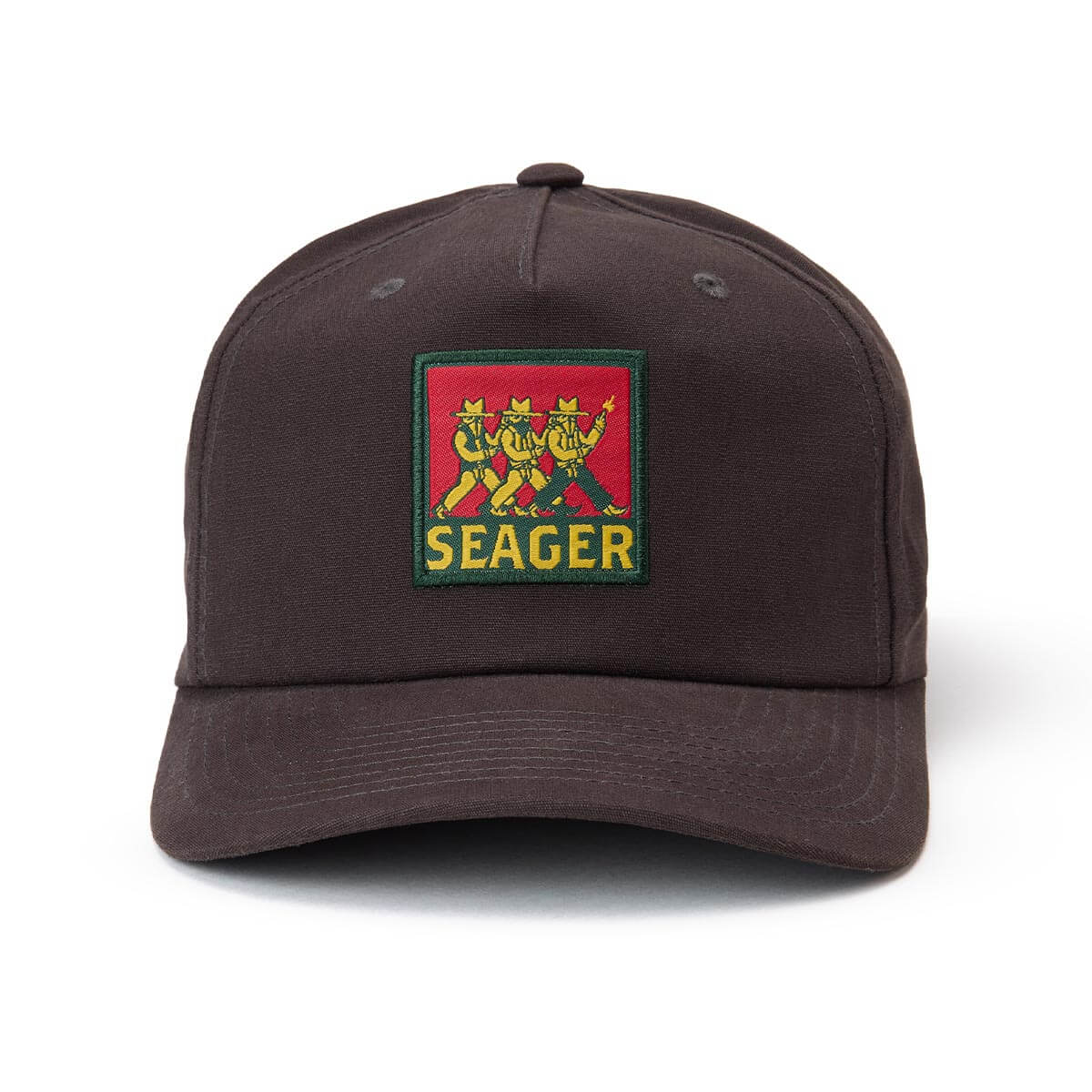 Brown cap with Seager logo on a white background