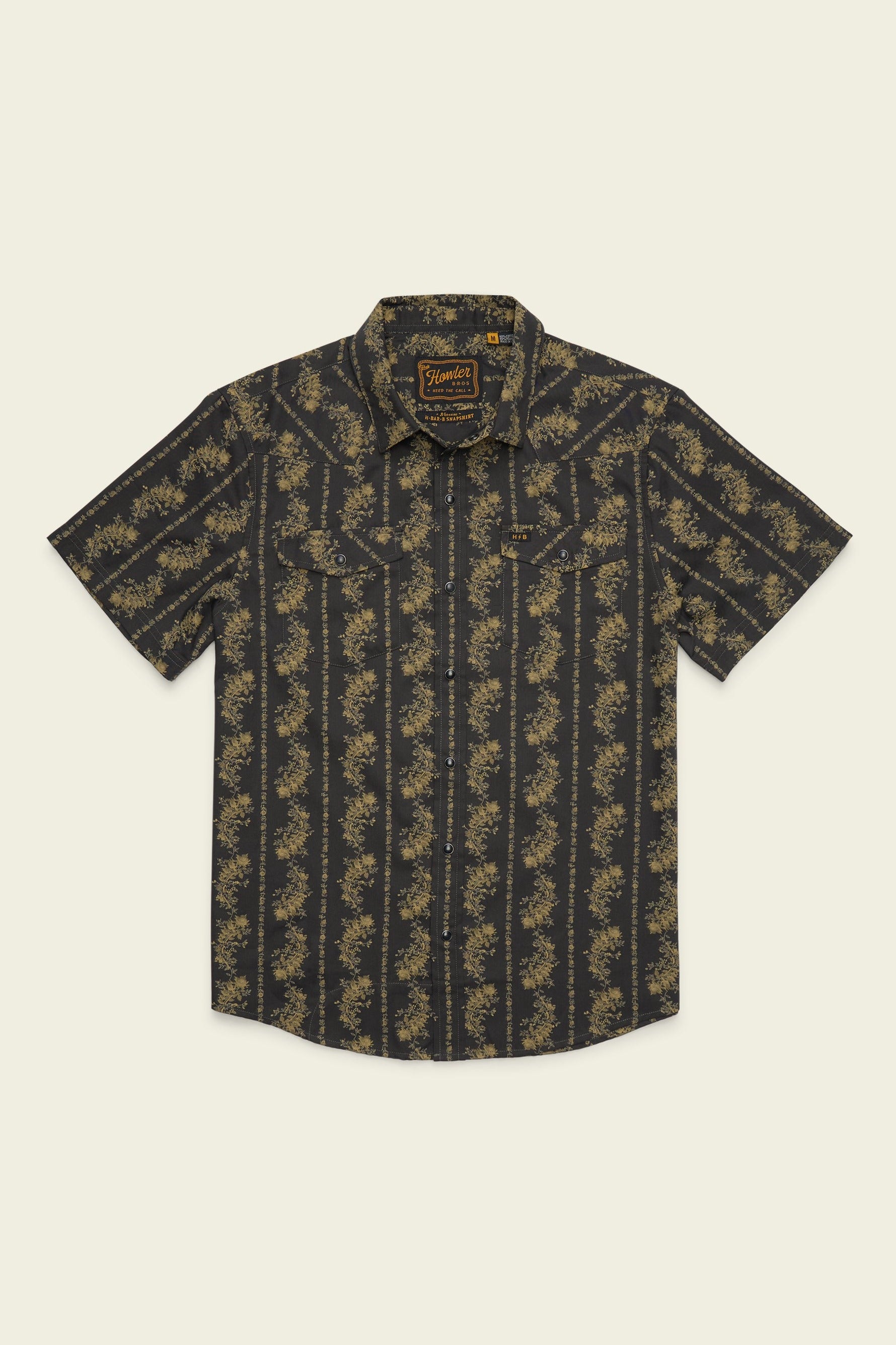 Howler Bros H Bar B Snapshirt in Grampa's Curtains Antique Black, front