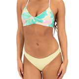 Hurley Aloha Reversible Moderate Bottom in Floral Chamomile, reversed solid side