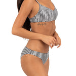 Hurley Max Poptic Stripe Moderate Bottom in Black, detail view