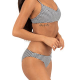 Hurley Max Poptic Stripe Moderate Bottom in Black, detail view