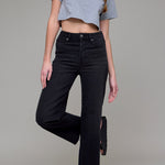 Hidden Jeans Tracey High Waist Wide Straight Jean - Black - front