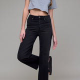 Hidden Jeans Tracey High Waist Wide Straight Jean - Black - front