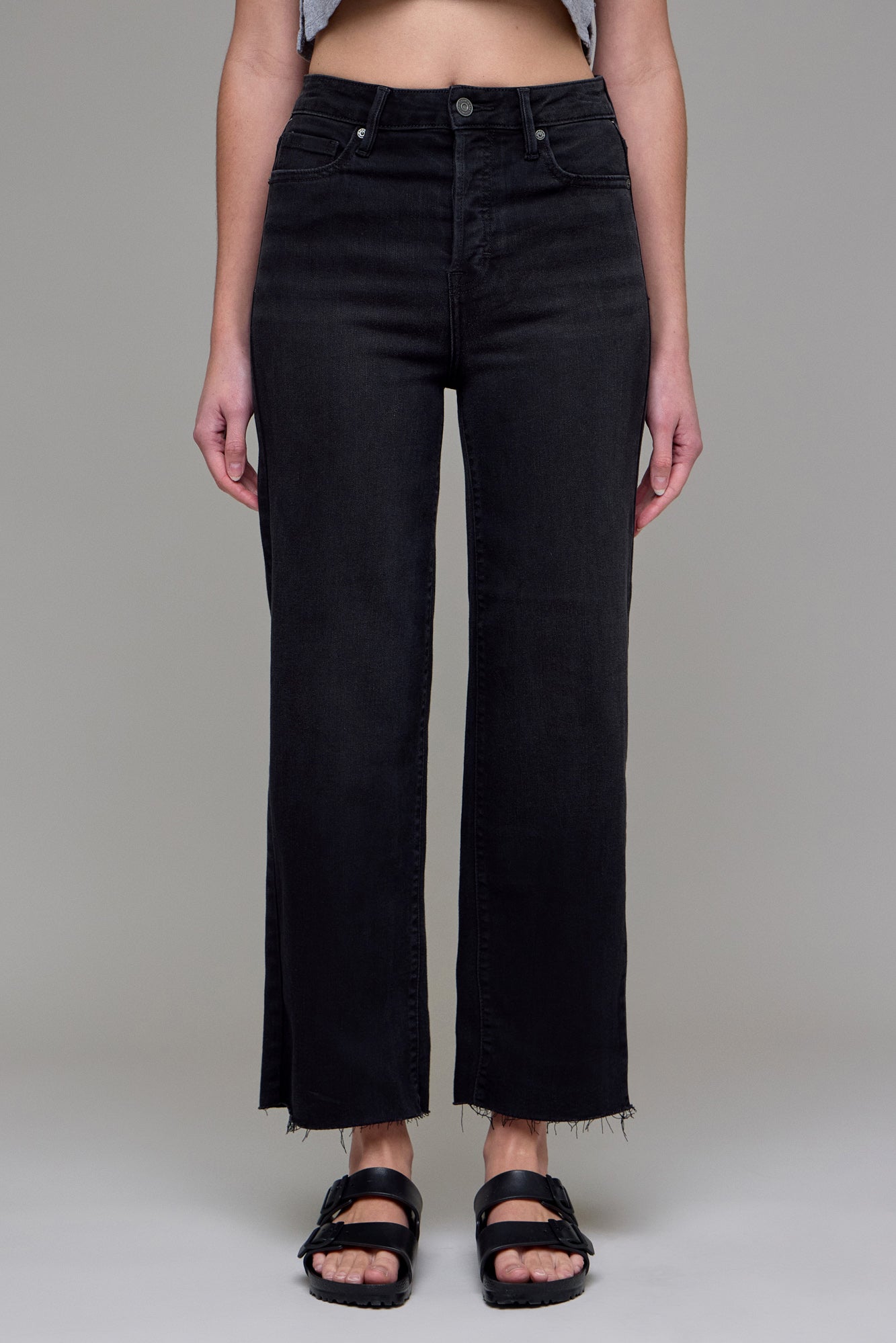 Hidden Jeans Tracey High Waist Wide Straight Jean - Black - lifestyle