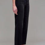 Hidden Jeans Tracey High Waist Wide Straight Jean - Black - detail