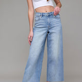 Nori Light Wash Cropped Wide Leg Jeans - back