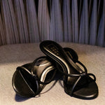 Shu Shop Heidi black heeled sandal side view