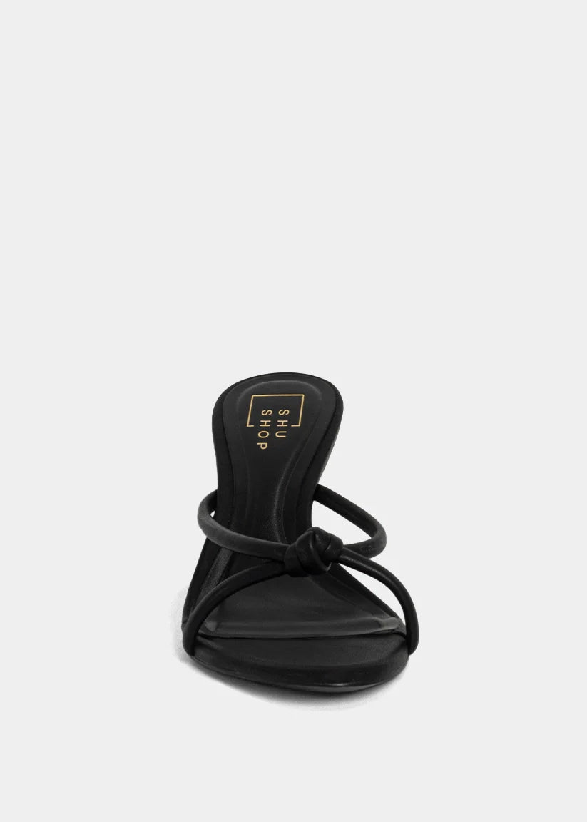 Shu Shop Heidi black heeled sandal back view