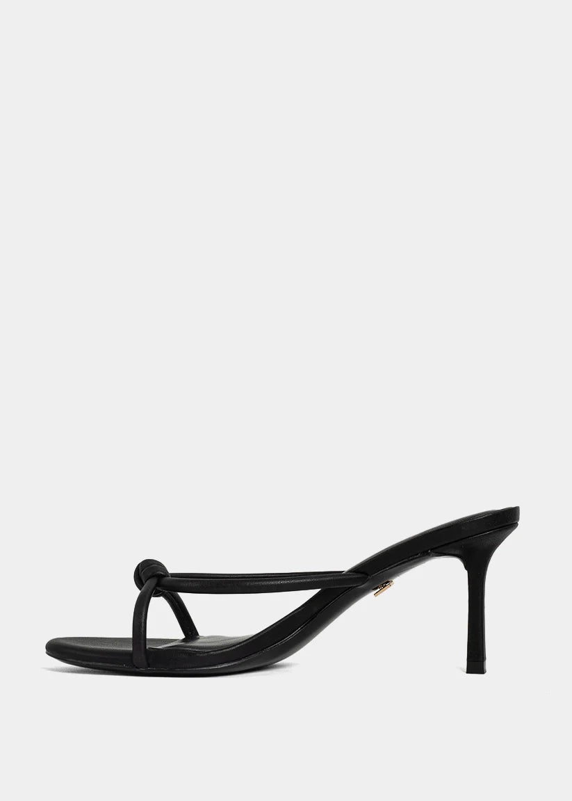 Shu Shop Heidi black heeled sandal on model
