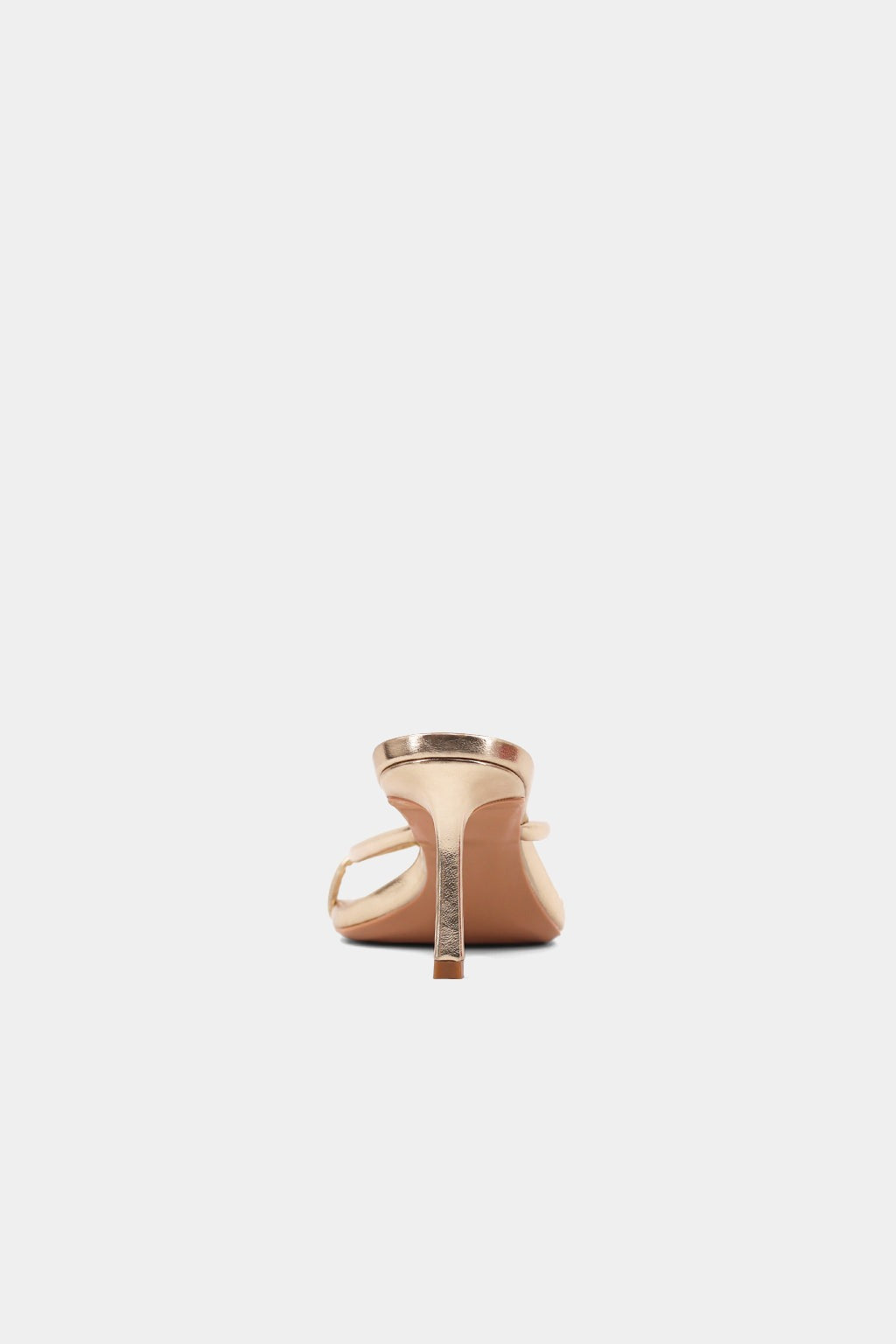 Heidi knotted strap heeled sandal in gold, back view