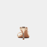 Heidi knotted strap heeled sandal in gold, back view