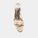 Heidi knotted strap heeled sandal in gold, top view