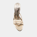 Heidi knotted strap heeled sandal in gold, top view