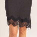 Asymmetrical Bias Cut Slip Skirt in Black
