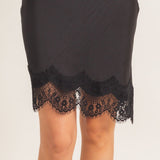 Asymmetrical Bias Cut Slip Skirt in Black