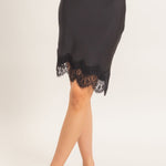 Asymmetrical Bias Cut Slip Skirt in Black