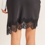 Asymmetrical Bias Cut Slip Skirt in Black