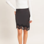 Asymmetrical Bias Cut Slip Skirt in Black