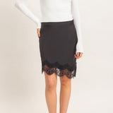 Asymmetrical Bias Cut Slip Skirt in Black