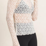 Lace Mock Neck Long Sleeve Top in Cream