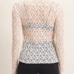 Lace Mock Neck Long Sleeve Top in Cream