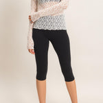 Lace Mock Neck Long Sleeve Top in Cream
