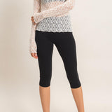 Lace Mock Neck Long Sleeve Top in Cream